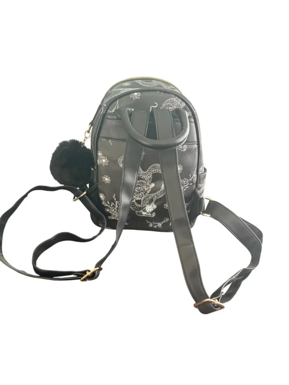 Dragon Print Black & White Y2K Mini Backpack Goth Alternative Grunge Bag